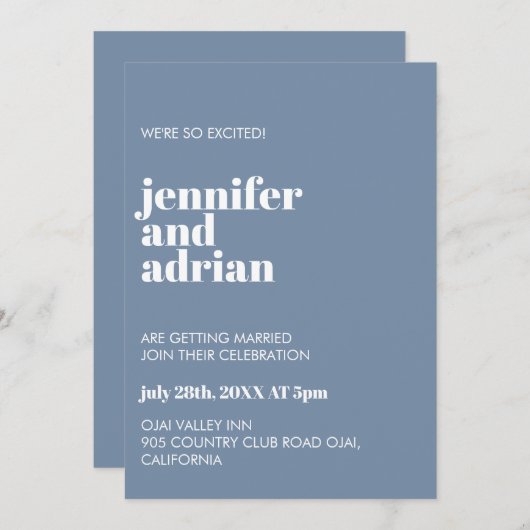 Minimale uitnodiging voor bruiloft (Voorkant / Achterkant)