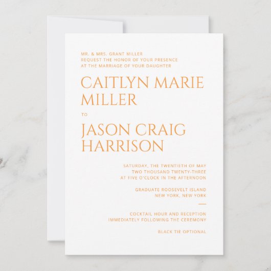 Minimale uitnodiging voor bruiloft (Voorkant)