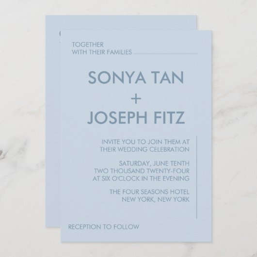 Minimale uitnodiging voor bruiloft (Voorkant / Achterkant)