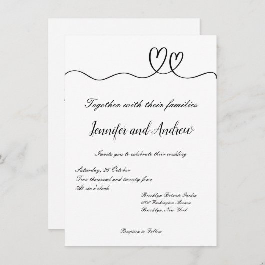 Minimale uitnodiging voor bruiloft (Voorkant / Achterkant)