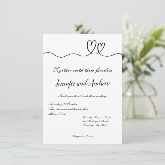 Minimale uitnodiging voor bruiloft (Staand voorkant)