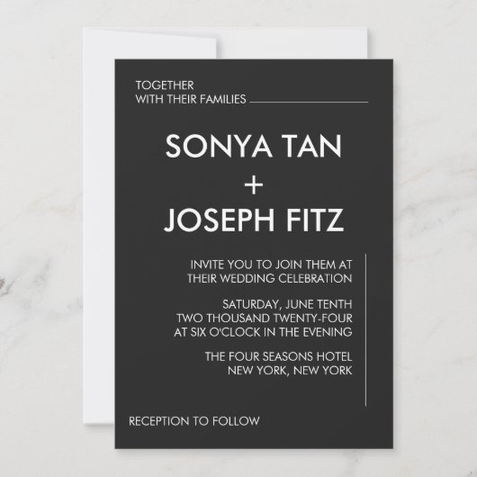 Minimale uitnodiging voor bruiloft (Voorkant)