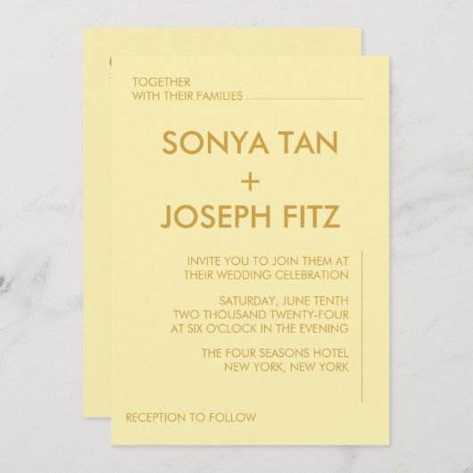 Minimale uitnodiging voor bruiloft (Voorkant / Achterkant)