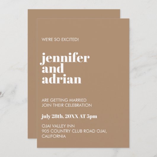 Minimale uitnodiging voor bruiloft (Voorkant / Achterkant)