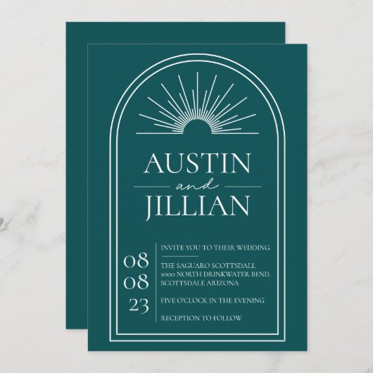 Minimale uitnodiging voor bruiloft (Voorkant / Achterkant)