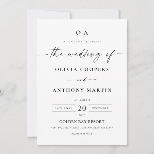 Minimale uitnodiging voor bruiloft (Voorkant)