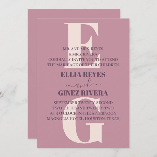 Minimale uitnodiging voor bruiloft (Voorkant / Achterkant)