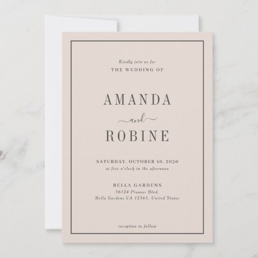 Minimale uitnodiging voor bruiloft (Achterkant)