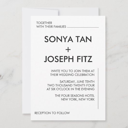 Minimale uitnodiging voor bruiloft (Voorkant)