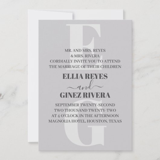 Minimale uitnodiging voor bruiloft (Voorkant)