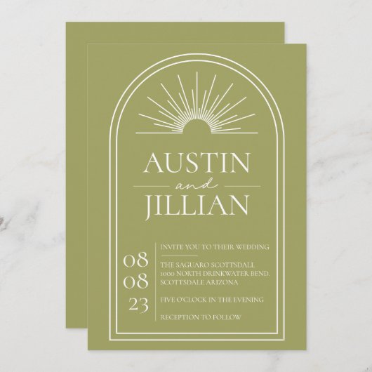 Minimale uitnodiging voor bruiloft (Voorkant / Achterkant)