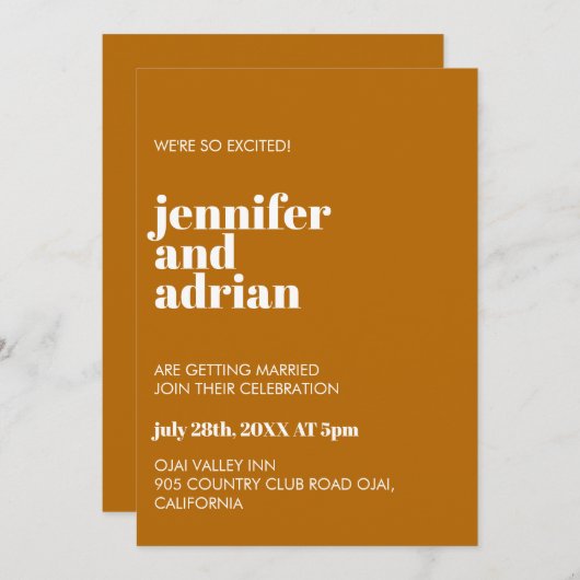 Minimale uitnodiging voor bruiloft (Voorkant / Achterkant)