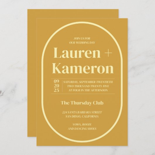 Minimale uitnodiging voor bruiloft (Voorkant / Achterkant)