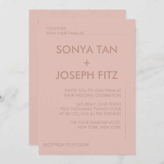 Minimale uitnodiging voor bruiloft (Voorkant / Achterkant)