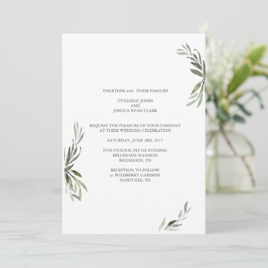 Minimale uitnodiging voor bruiloft bijkantoren (Staand voorkant)