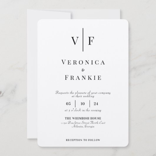 Minimale uitnodiging voor bruiloft | Eenvoudige fo (Voorkant)