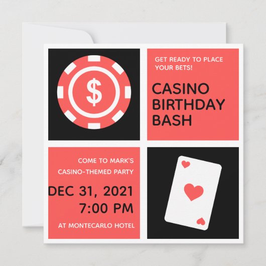 Minimale uitnodiging voor casino Threatest 40th Bi (Voorkant)