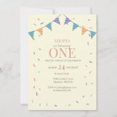 Minimale uitnodiging voor Confetti 1ste verjaardag (Voorkant)