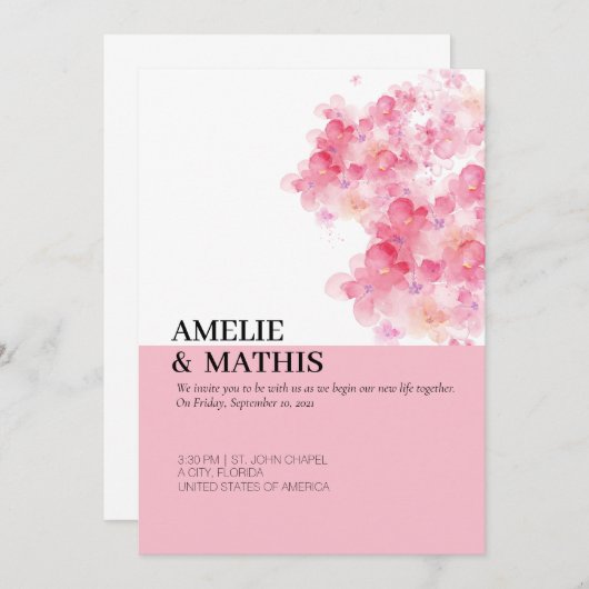 Minimale uitnodiging voor de bruiloft van Cherry B (Voorkant / Achterkant)