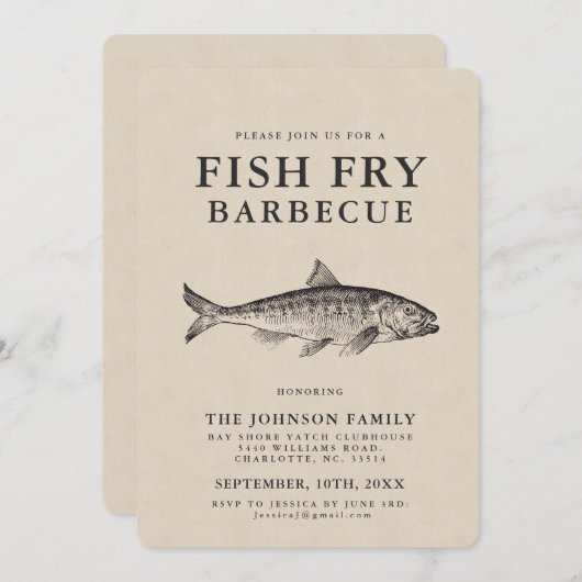 Minimale uitnodiging voor de Gepersonaliseerd visp (Voorkant / Achterkant)