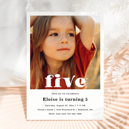 Minimale uitnodiging voor de vijfde verjaardag | 5