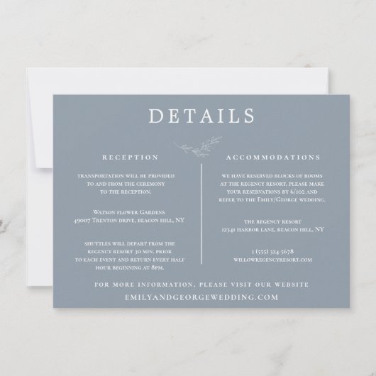 Minimale uitnodiging voor details over blauw en wi (Voorkant)