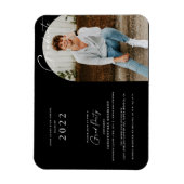 Minimale uitnodiging voor een Afstuderen met zwart Magneet (Verticaal)