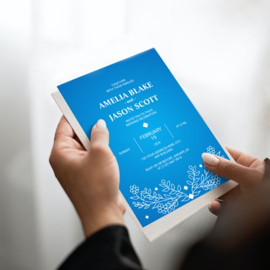 Minimale uitnodiging voor een blauwe bruiloft