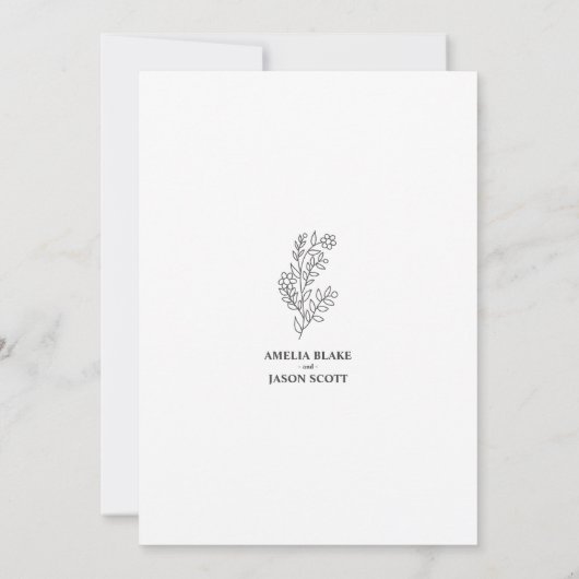 Minimale uitnodiging voor een blauwe bruiloft (Achterkant)