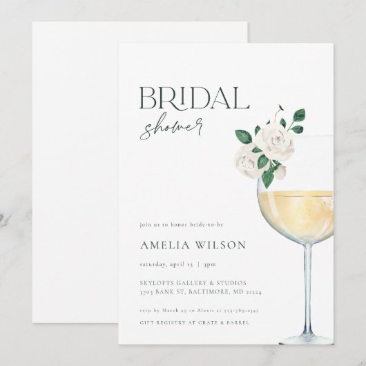 Minimale uitnodiging voor een bridale douche voor  (Voorkant / Achterkant)