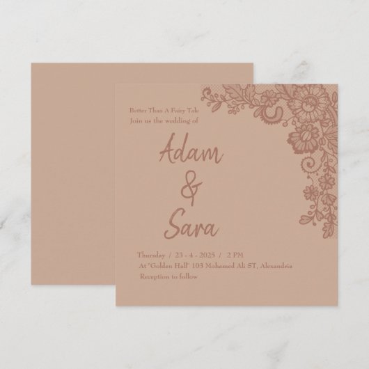 Minimale uitnodiging voor een bruiloft met Elegent (Voorkant / Achterkant)