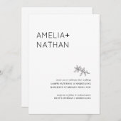 Minimale uitnodiging voor een bruiloft met wilde b (Voorkant / Achterkant)