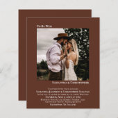 Minimale uitnodiging voor een bruine bruine foto-w (Voorkant / Achterkant)