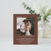 Minimale uitnodiging voor een bruine bruine foto-w (Staand voorkant)