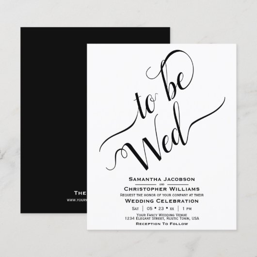 Minimale uitnodiging voor een donkere en witte bru (Voorkant / Achterkant)