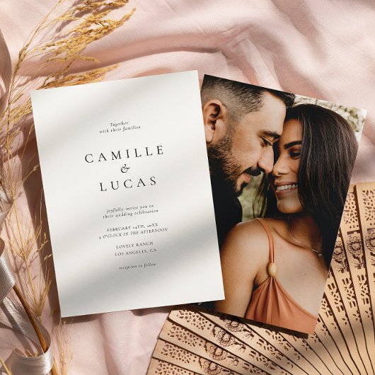 Minimale uitnodiging voor een Elegant-fotoweddensc