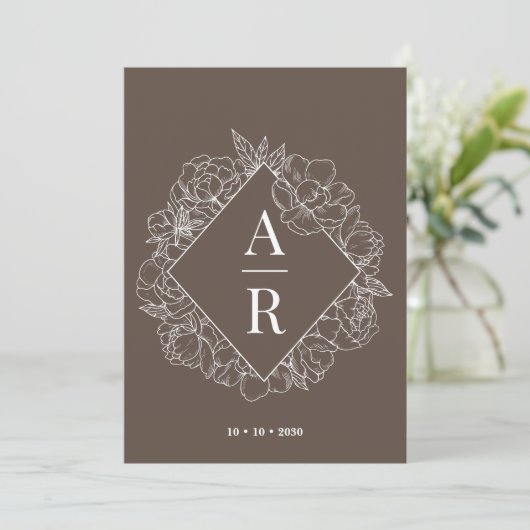 Minimale uitnodiging voor een Floral Wedding (Staand voorkant)