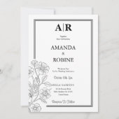 Minimale uitnodiging voor een Floral Wedding (Voorkant)