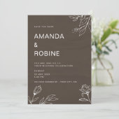 Minimale uitnodiging voor een Floral Wedding (Staand voorkant)