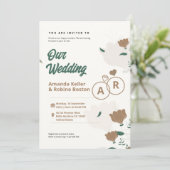 Minimale uitnodiging voor een Floral Wedding (Staand voorkant)