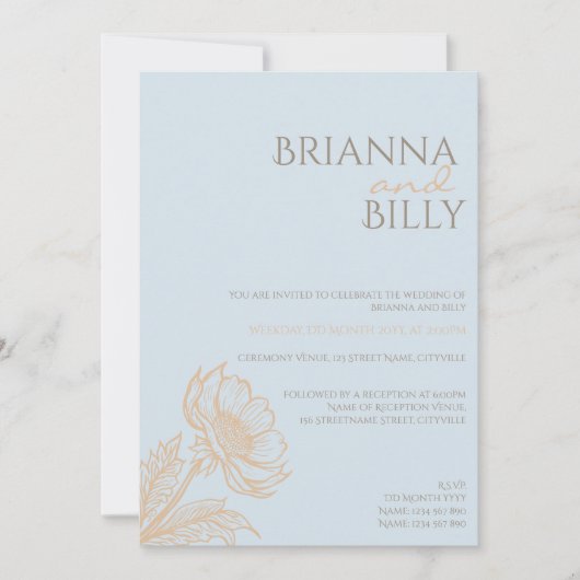 Minimale uitnodiging voor een Floral Wedding (Voorkant)