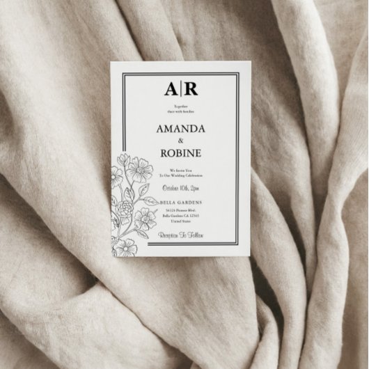 Minimale uitnodiging voor een Floral Wedding