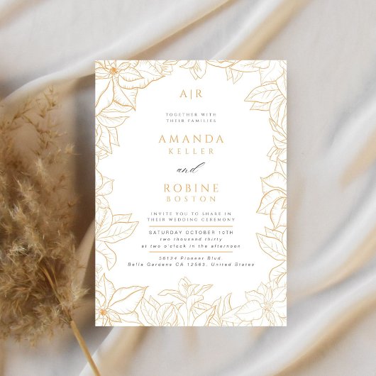 Minimale uitnodiging voor een Floral Wedding