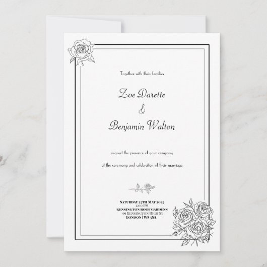 Minimale uitnodiging voor een Floral Wedding (Voorkant)