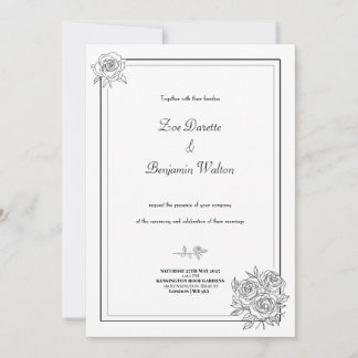 Minimale uitnodiging voor een Floral Wedding