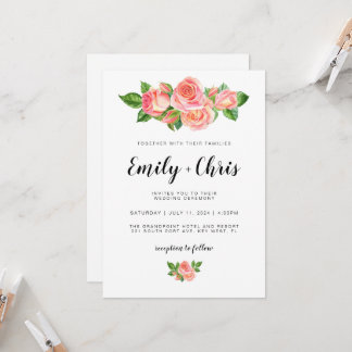 Minimale uitnodiging voor een Floral Wedding