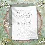 Minimale uitnodiging voor een groene handleiding v<br><div class="desc">Met de namen van de handtekeningsstijl,  kan dit elegante grove briefkaart van de trouwuitnodiging worden gepersonaliseerd met uw informatie in het schrijven van de ic. Ontworpen door: Thisnotme©</div>