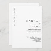 Minimale uitnodiging voor een moderne bruiloft (Voorkant / Achterkant)