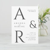 Minimale uitnodiging voor een Monogram huwelijk (Staand voorkant)