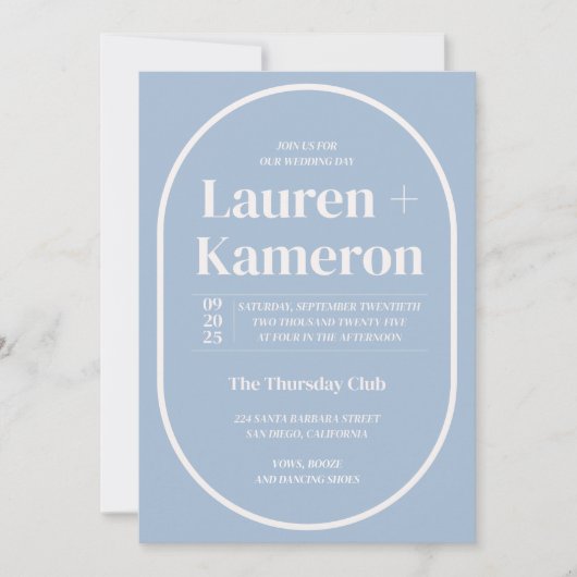 Minimale uitnodiging voor een ovale bruiloft (Voorkant)